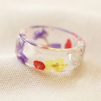 Bague Résine Fleur Séchée Brillante - S/M