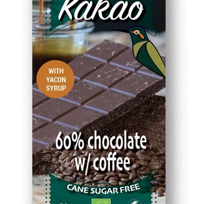 Q-Cacao Organic Dark Chocolate 60% w/Yacon and Coffee- 50g
