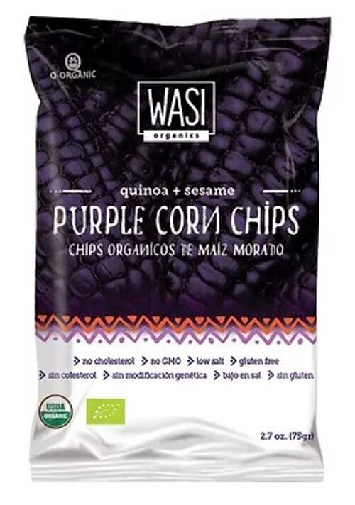 Crispy purple corn chips. With quinoa, 
sesame seeds, and a hint of sea salt