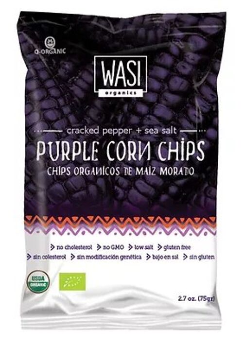 Crispy purple corn chips.
With cracked pepper and sea salt