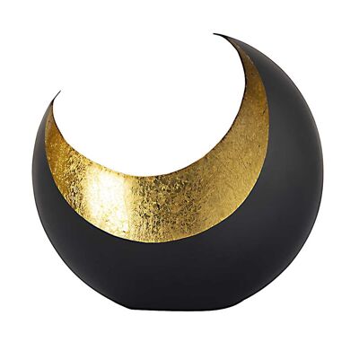 Candle holder tealight holder candlestick moon sickle shape black matt gold-plated inside