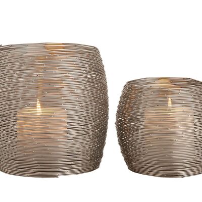 Kerzenständer Set 2-teilig Teelichthalter Windlichter Paris gold o. silber Kerzenhalter