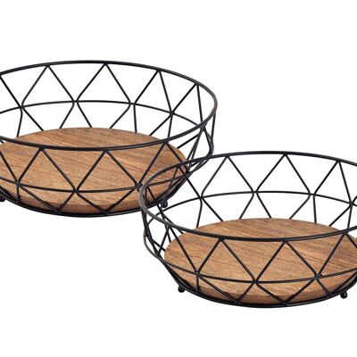 Fruit bowl set of 2 metal bread basket round fruit basket Neo ø 28 H 10 cm metal black