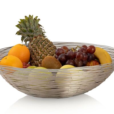 Fruit basket ø 40 cm H 11 cm Bread basket fruit bowl metal round silver or gold Vita metal wire structure