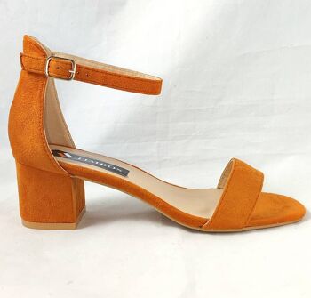 Sandale à talon bas Box pour femmes - Orange 3