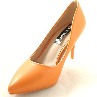 Women's Box Heel Pump - Orange