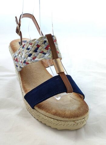 Boîte à sandales compensées en sparte pour femmes - Bleu marine 2 2