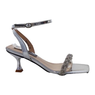 Party-Sandale mit Kastenabsatz für Damen – Silber