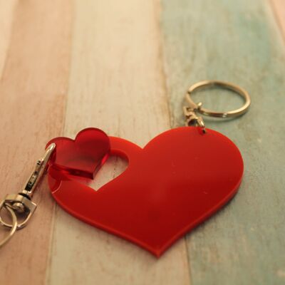Porte-clés Piece Of My Heart - Rouge uni et rouge transparent