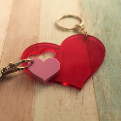Porte-clés Piece Of My Heart - Rose Transparent et Rose Pastel