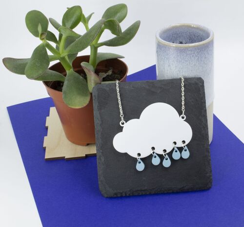 Rain Cloud Dark Blue Necklace - Pastel