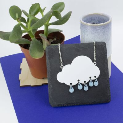 Rain Cloud Dark Blue Necklace - Pastel