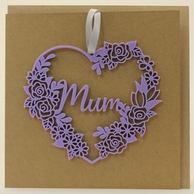 Recuerdo de tarjeta floral acrílica para el día de la madre - rosa pastel