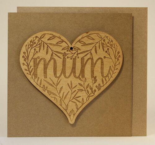 Wooden Floral Wreath Mother's Day Card with Wooden Keepsake (solid)