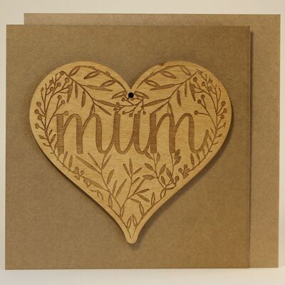 Wooden Floral Wreath Mother's Day Card with Wooden Keepsake (solid)