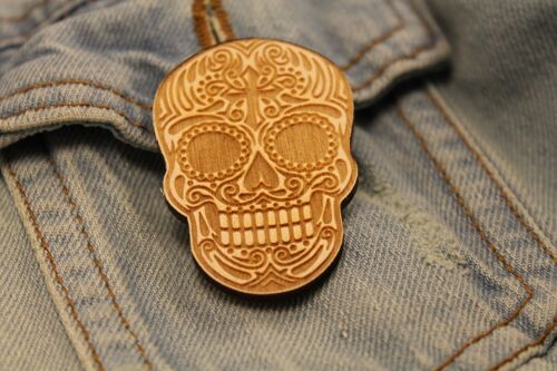 Cross Sugar Skull Pin Badge