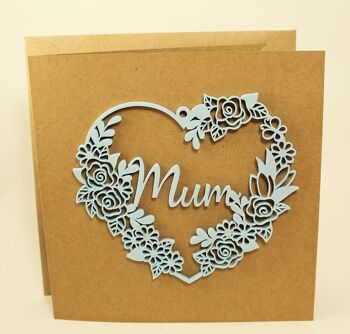 Souvenir de carte de fête des mères floral en acrylique - bleu pastel