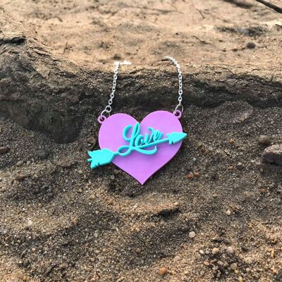 Love Heart Necklace in Pastel