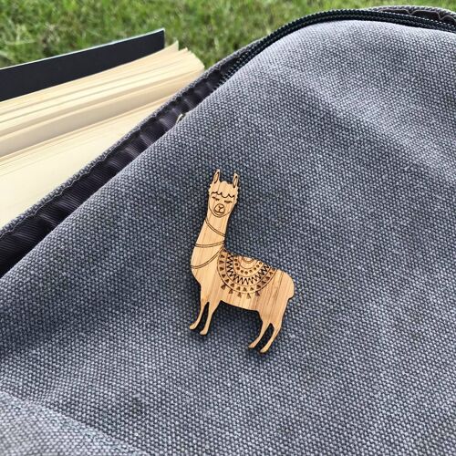 Llama Bamboo Pin Badge