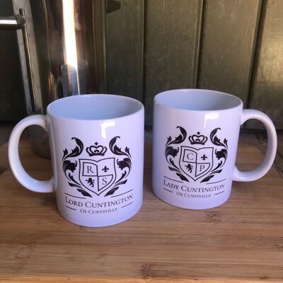 Lord & Lady Cuntington Lot de tasses initiales personnalisées