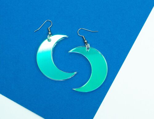 Iridescent Crescent Moon Earrings