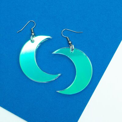 Iridescent Crescent Moon Earrings