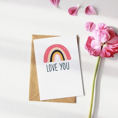 Te amo tarjeta de felicitación del arco iris