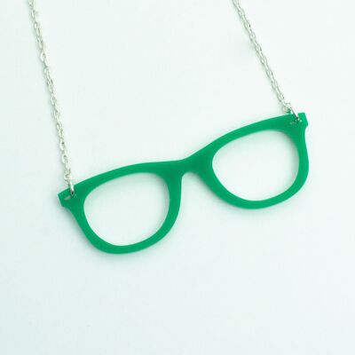 Geek Glasses Necklace - Emerald Green