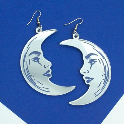 La Lune Earrings - Large, Silver