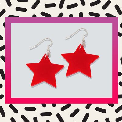 Star Earrings - Red