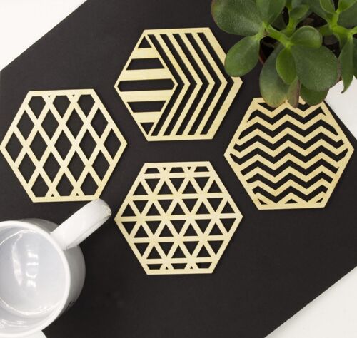 Hexagonal Geometric Coaster Mixed Designs