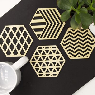 Hexagonal Geometric Coaster Mixed Designs