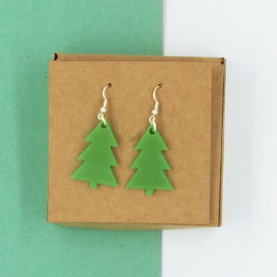 Simple Christmas Tree Earrings - Emerald