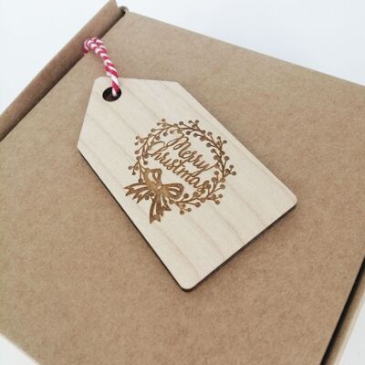 Wooden Gift Tag - Wreath