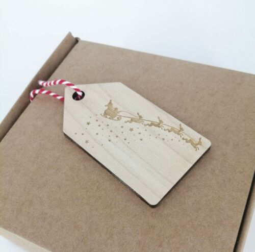 Wooden Gift Tag - Santa Sleigh