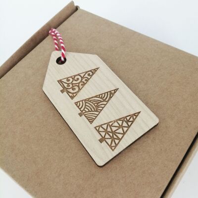 Wooden Gift Tag - Tree Trio Engrave