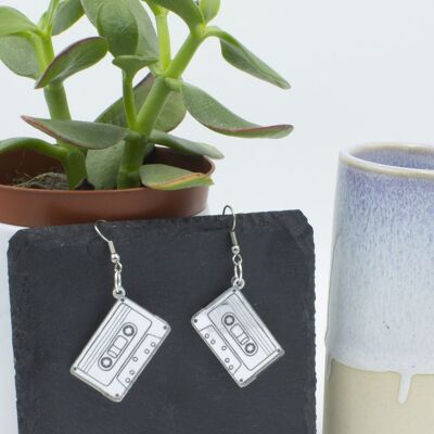 Cassette Tape Earrings - Silver