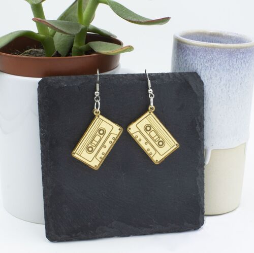 Cassette Tape Earrings - Gold