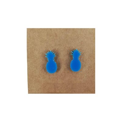 Boucles D'oreilles Tige Ananas - Bleu