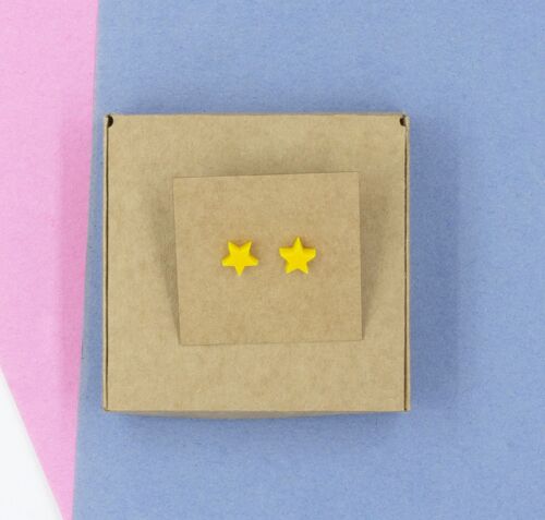 Star Stud Earrings - Yellow