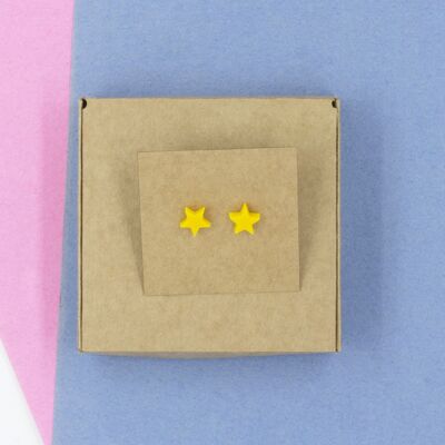 Star Stud Earrings - Yellow