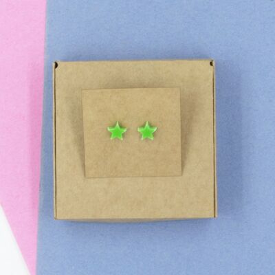 Star Stud Earrings - Green