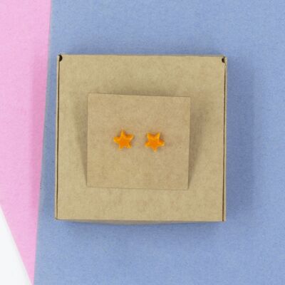 Star Stud Earrings - Orange