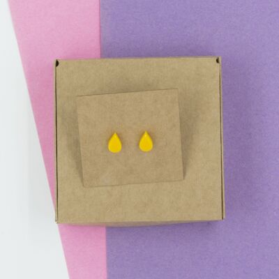 Tear Drop Stud Earrings - Yellow