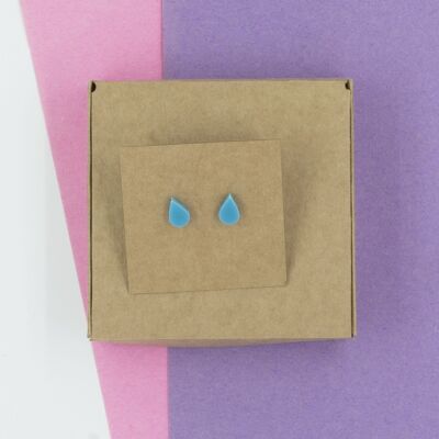 Pendientes de botón con forma de lágrima - Azul