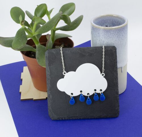 Rain Cloud Pastel Blue Necklace - Bold
