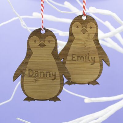 Bambus-Pinguin-Paar-Dekoration