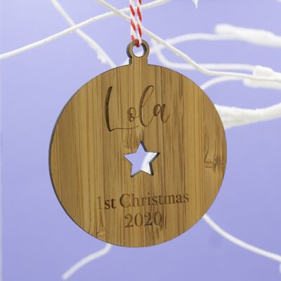 Baby first Christmas, personalised, Star cut out, Christmas Decoration