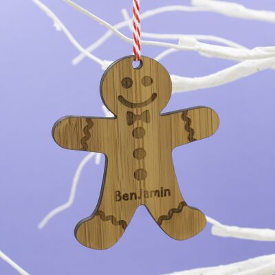 Cute Gingerbread Bamboo Hanging Christmas Decorations - Boy