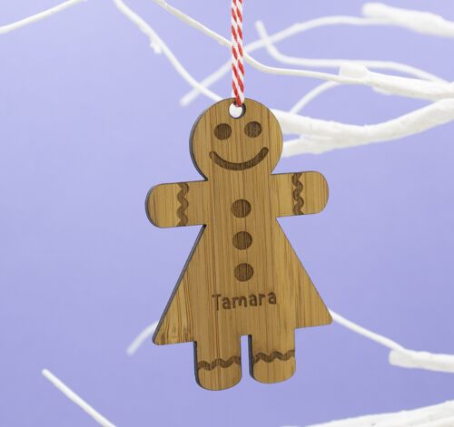 Cute Gingerbread Bamboo Hanging Christmas Decorations - Girl